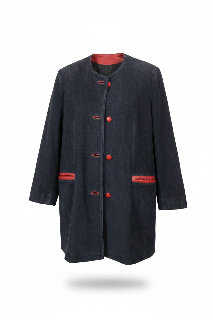 Navy Suede Leather Jacket — Trachten Style — Rico's of Sydney