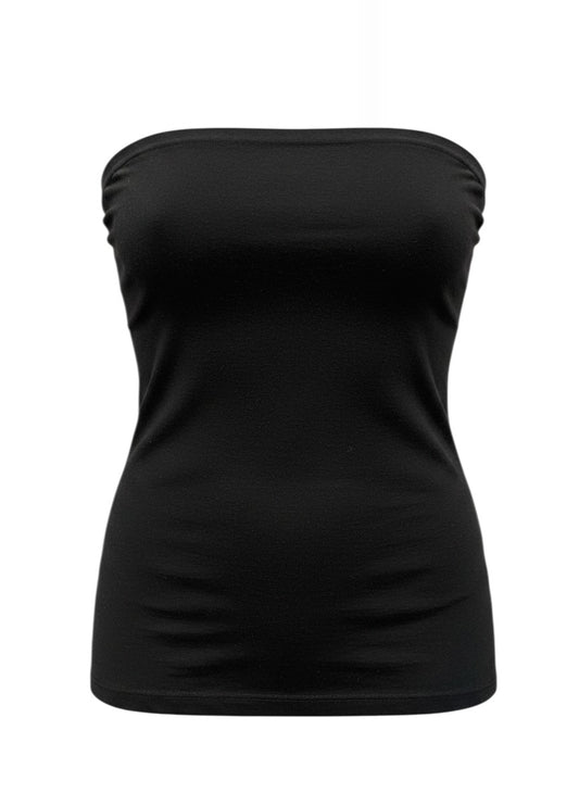 Black Ribbed Tube Top — Minimalist Sleek Essential — Alma