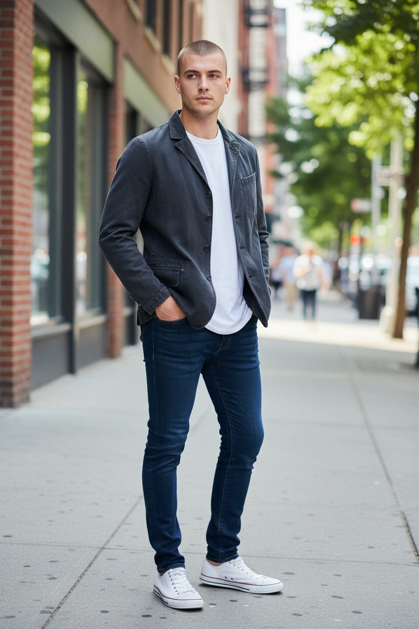 Black Washed Linen Blazer — 291295=Homme