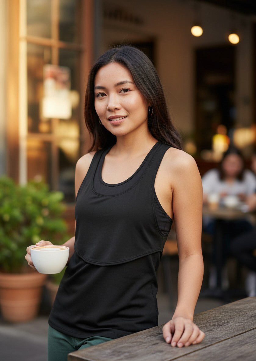 Global Rythme Essence Black Racerback Tank Top M