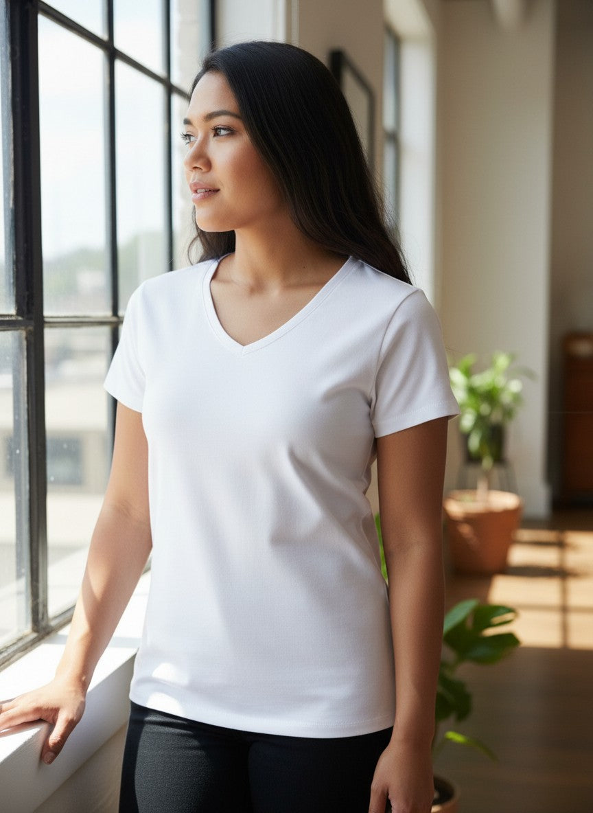 Hush Puppies White V-Neck T-Shirt