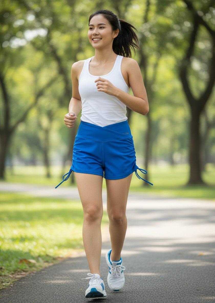 Fablookx Royal Blue High-Waisted Athletic Shorts M