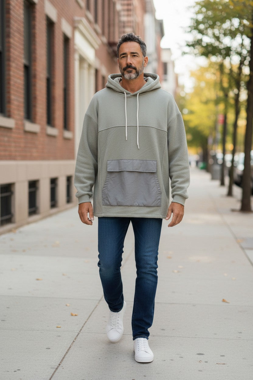 Oversized Hoodie — Sage Green Cargo Pocket — Zara