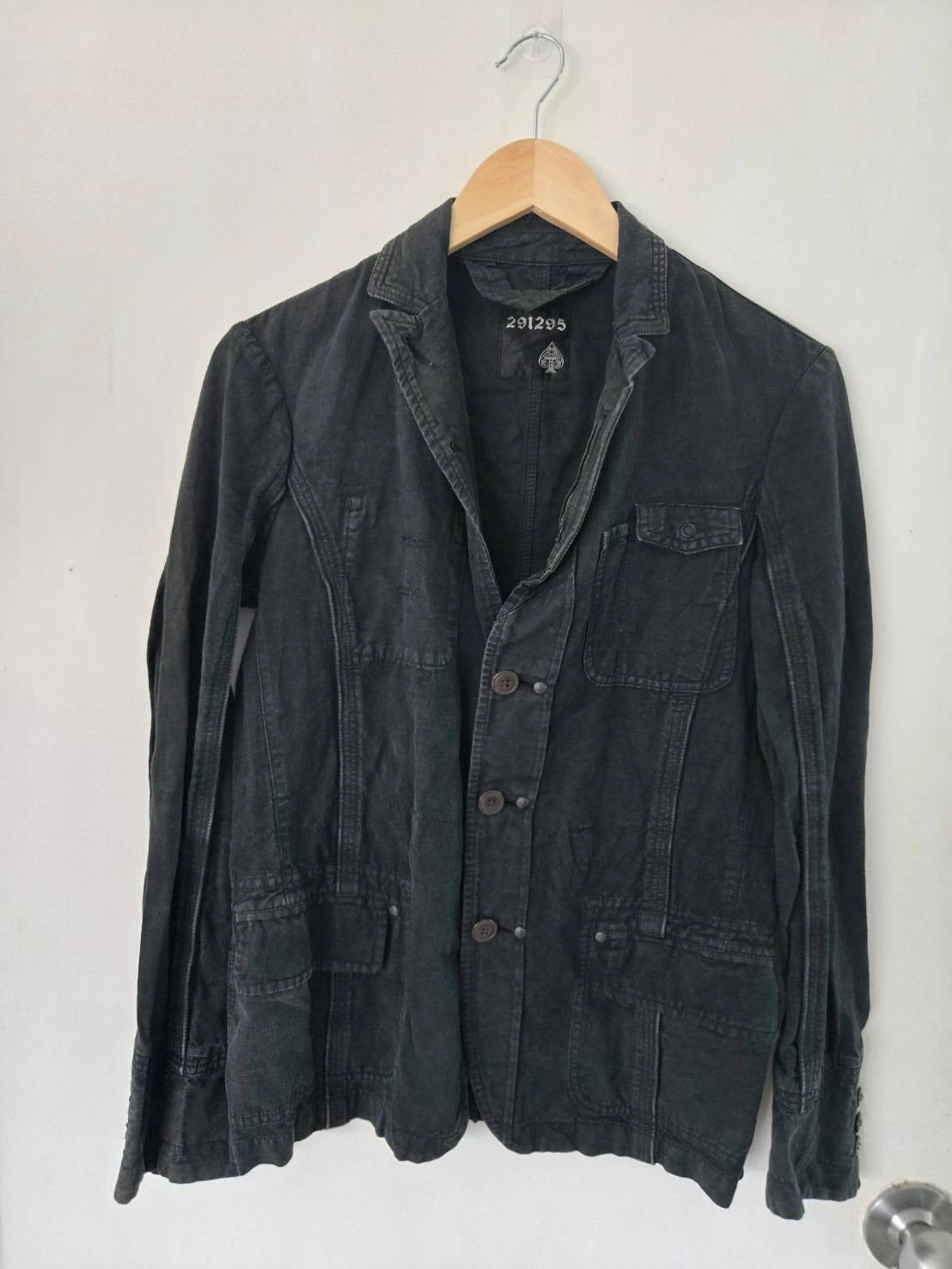 Black Washed Linen Blazer — 291295=Homme