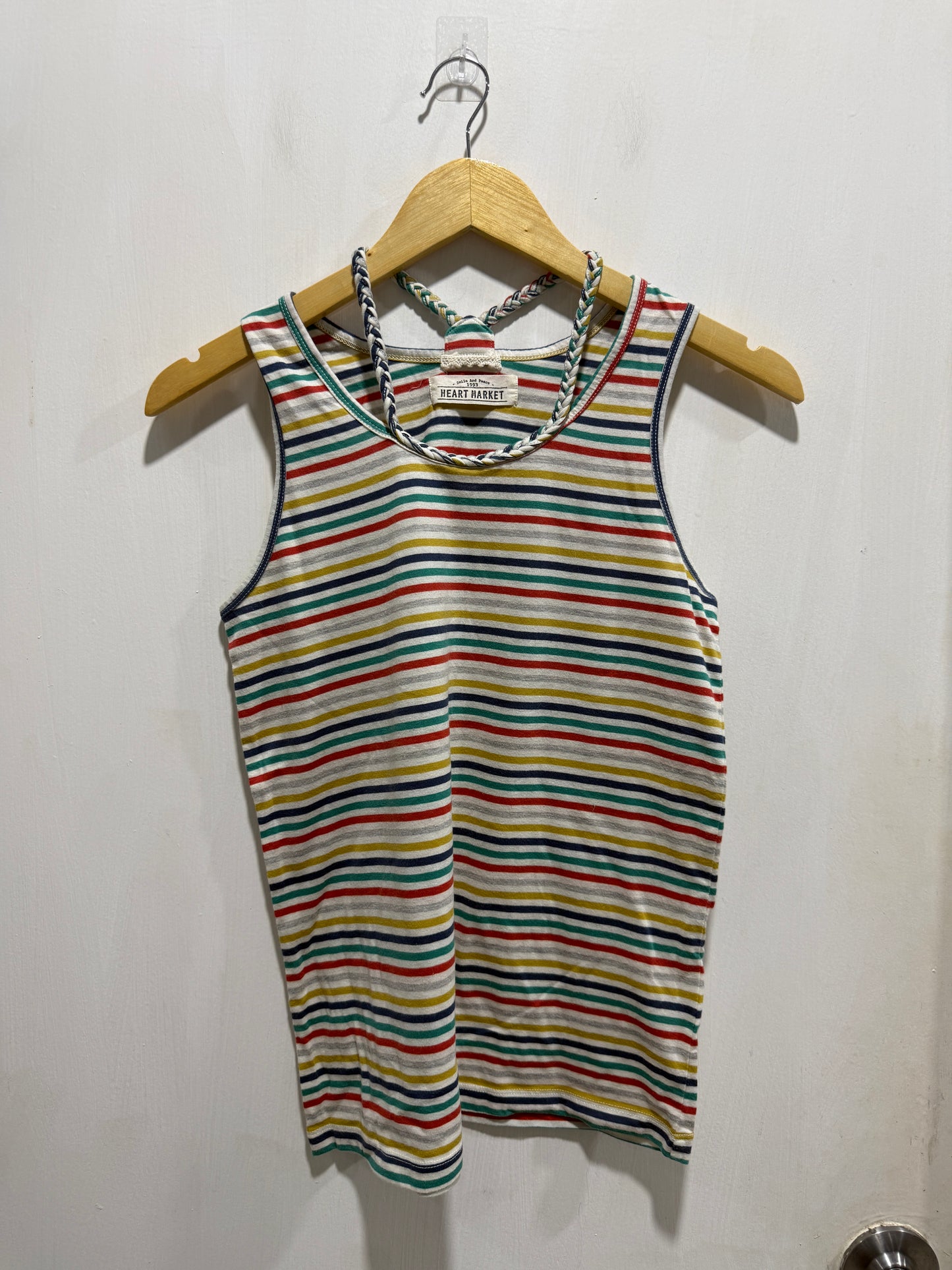 Heart Market Multicolor Striped Braided Neckline Tank Top F