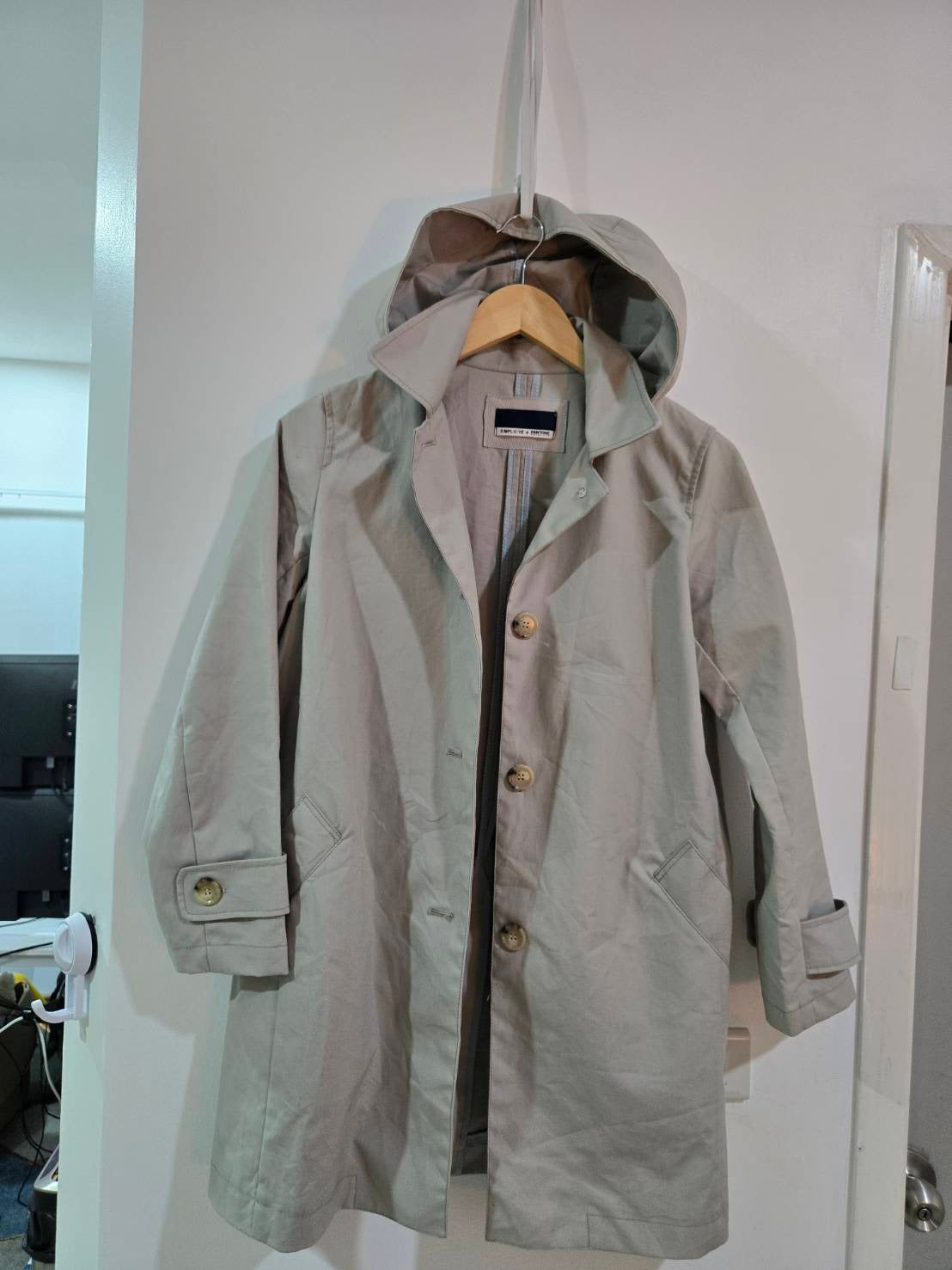 Hooded Trench Coat — Beige/Stone — Simplicité × Pantone