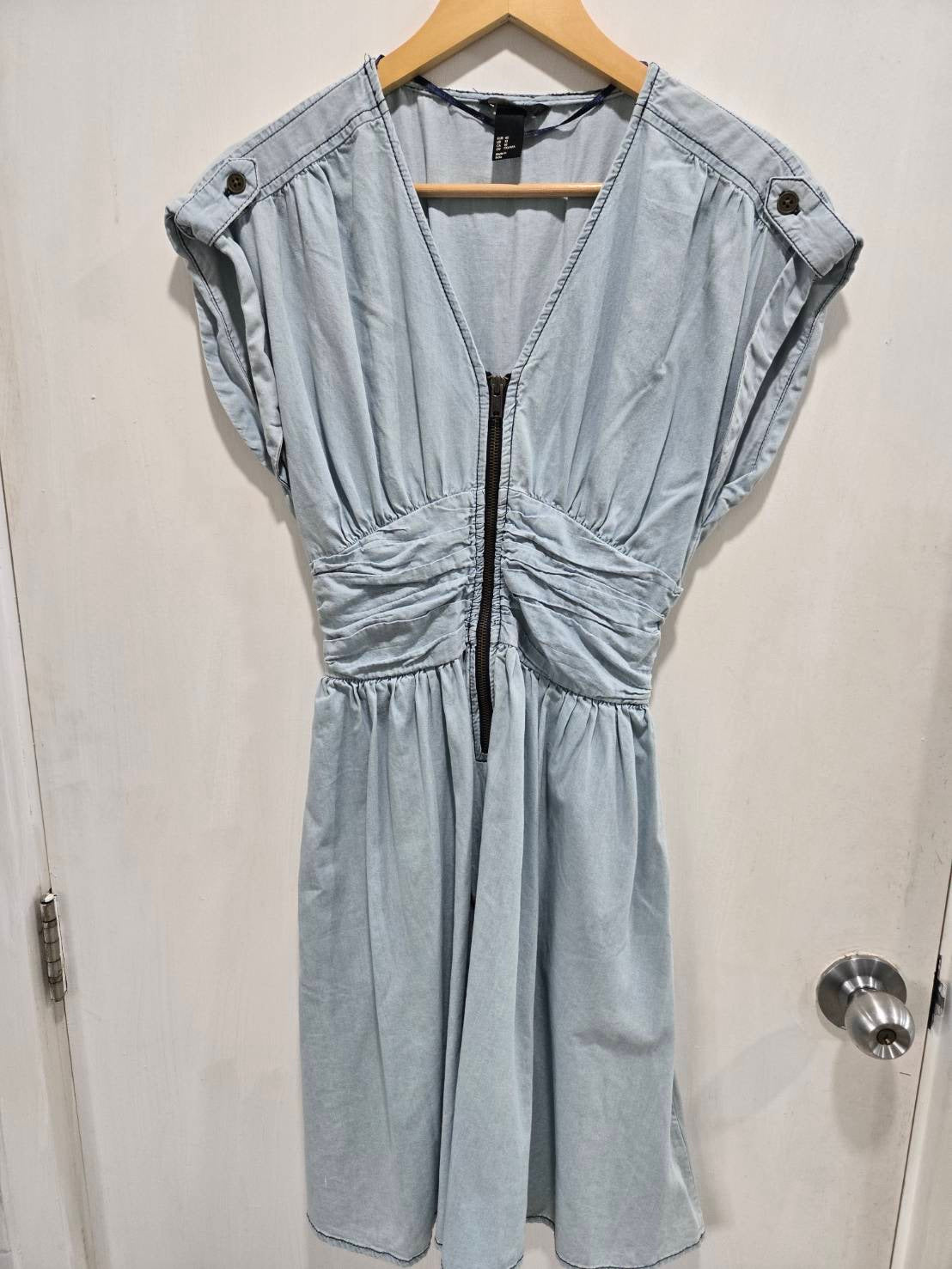 H&M Light-Wash Chambray Skater Dress
