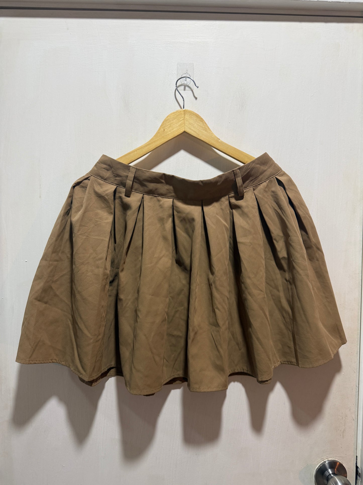 Shein Brown Pleated Mini Skirt L