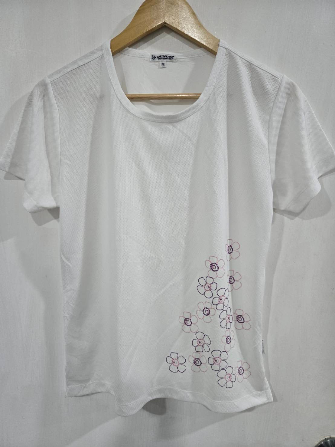 White Floral Graphic T-Shirt — Dunlop Motorsport Print — Dunlop