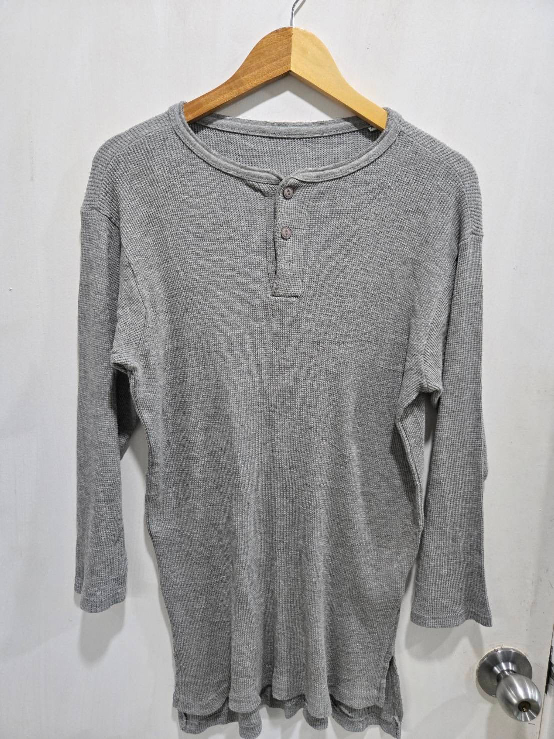 UNFIT Grey Waffle Knit Henley Shirt