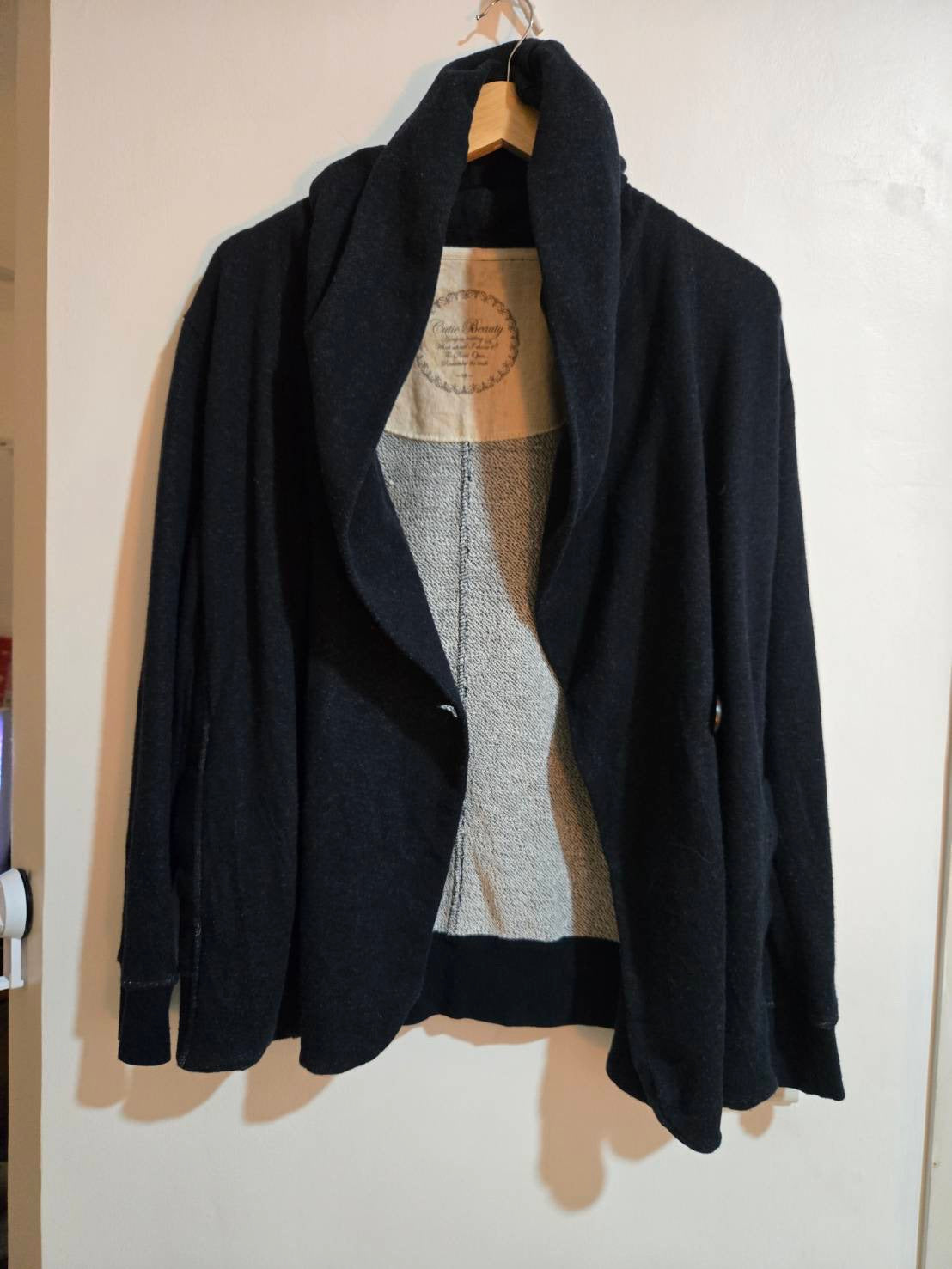Shawl Collar Knit Blazer — Navy — Cutie Beauty
