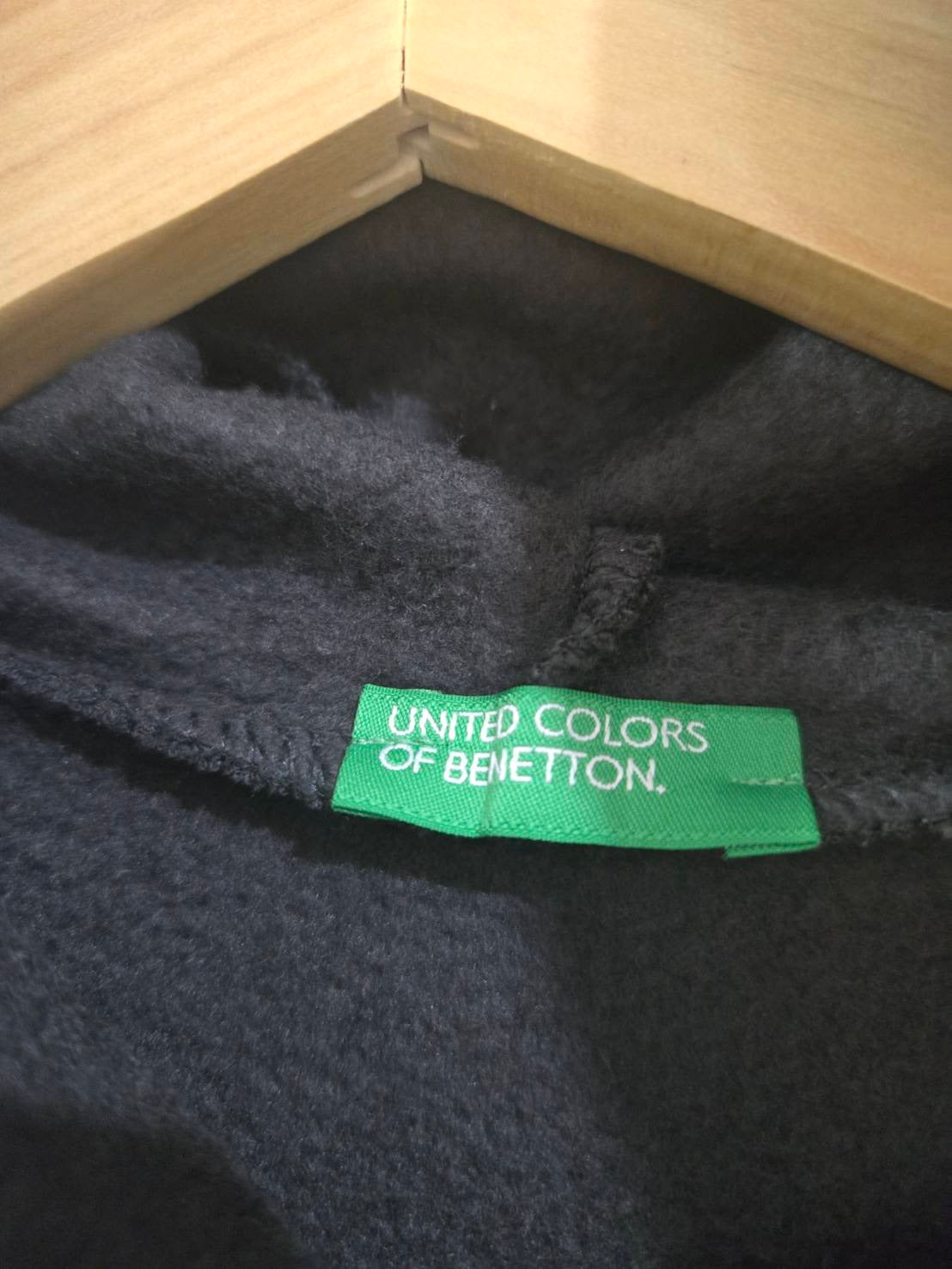 Cropped Hoodie — Grey with Purple Sequin Logo — United Colors of Benetton