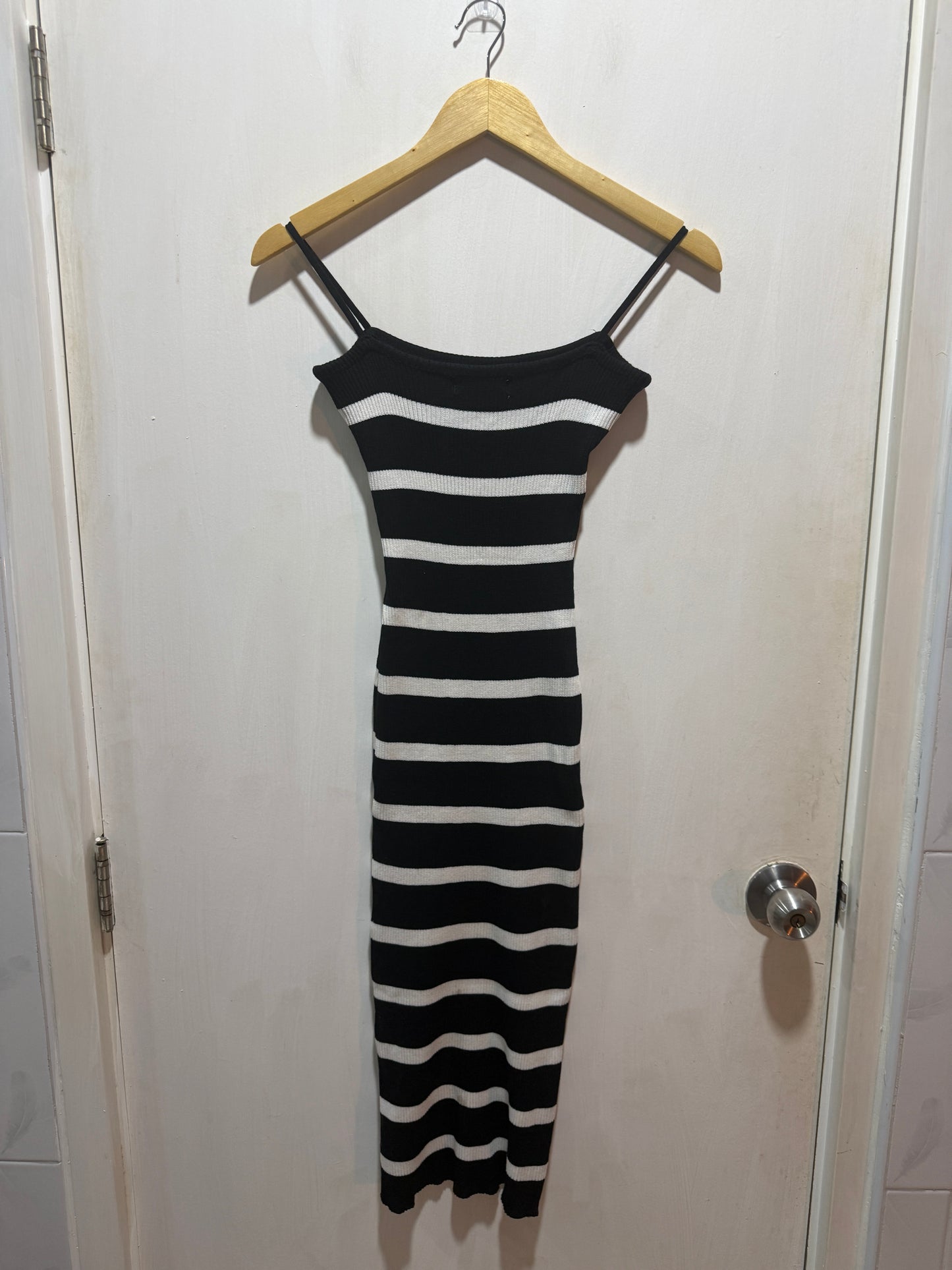 Goodluck Black & White Striped Knit Bodycon Dress S/M