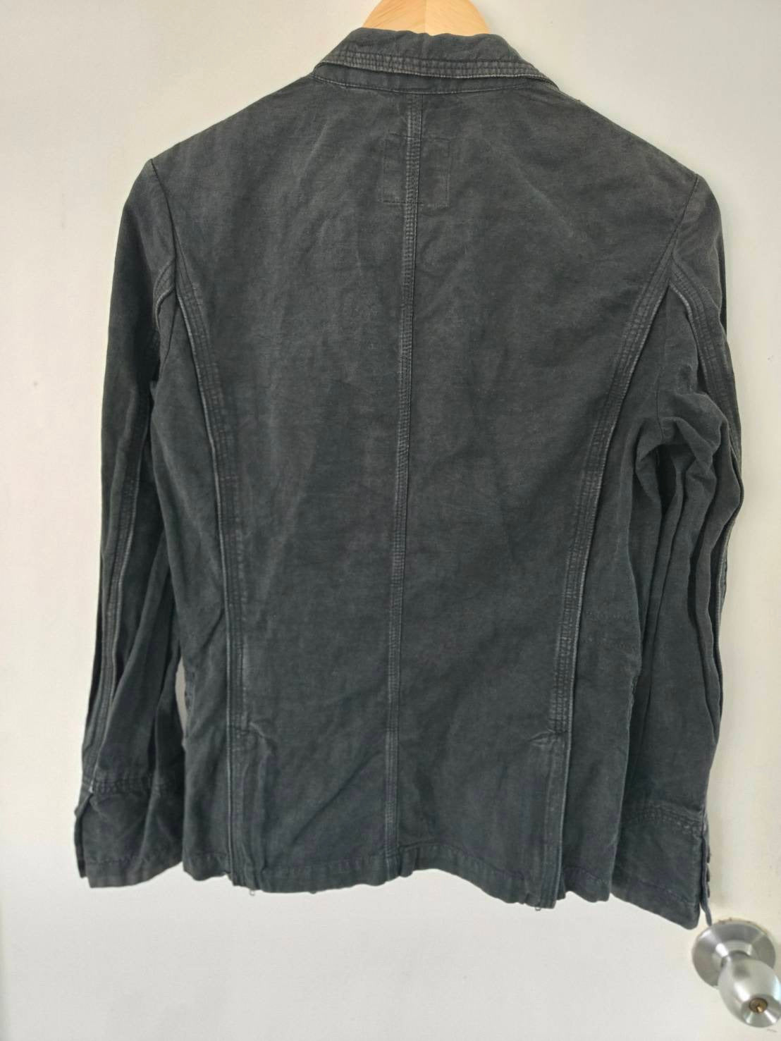Black Washed Linen Blazer — 291295=Homme