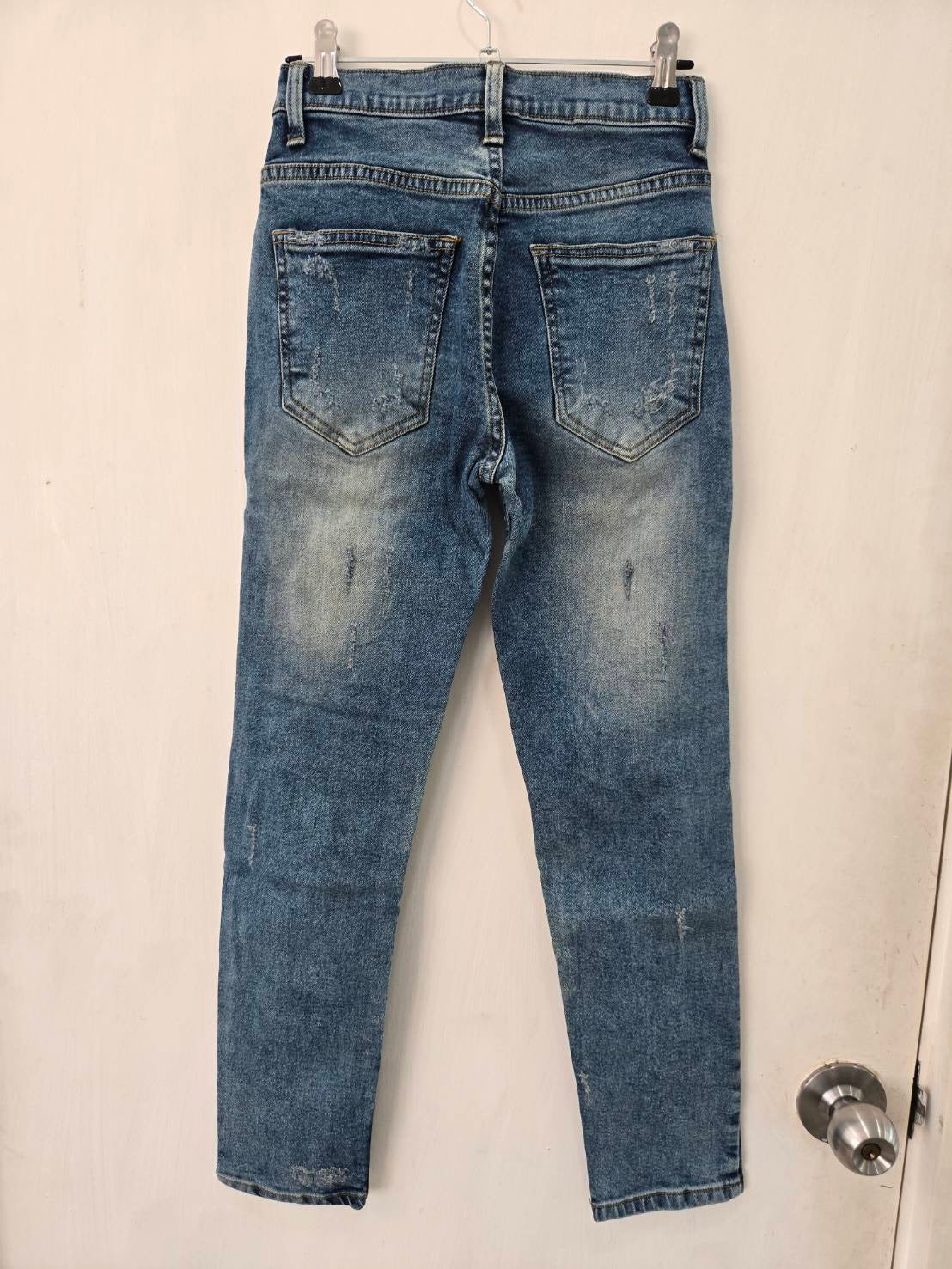 No Brand Medium Blue High-Waist Distressed Skinny Jeans Size S