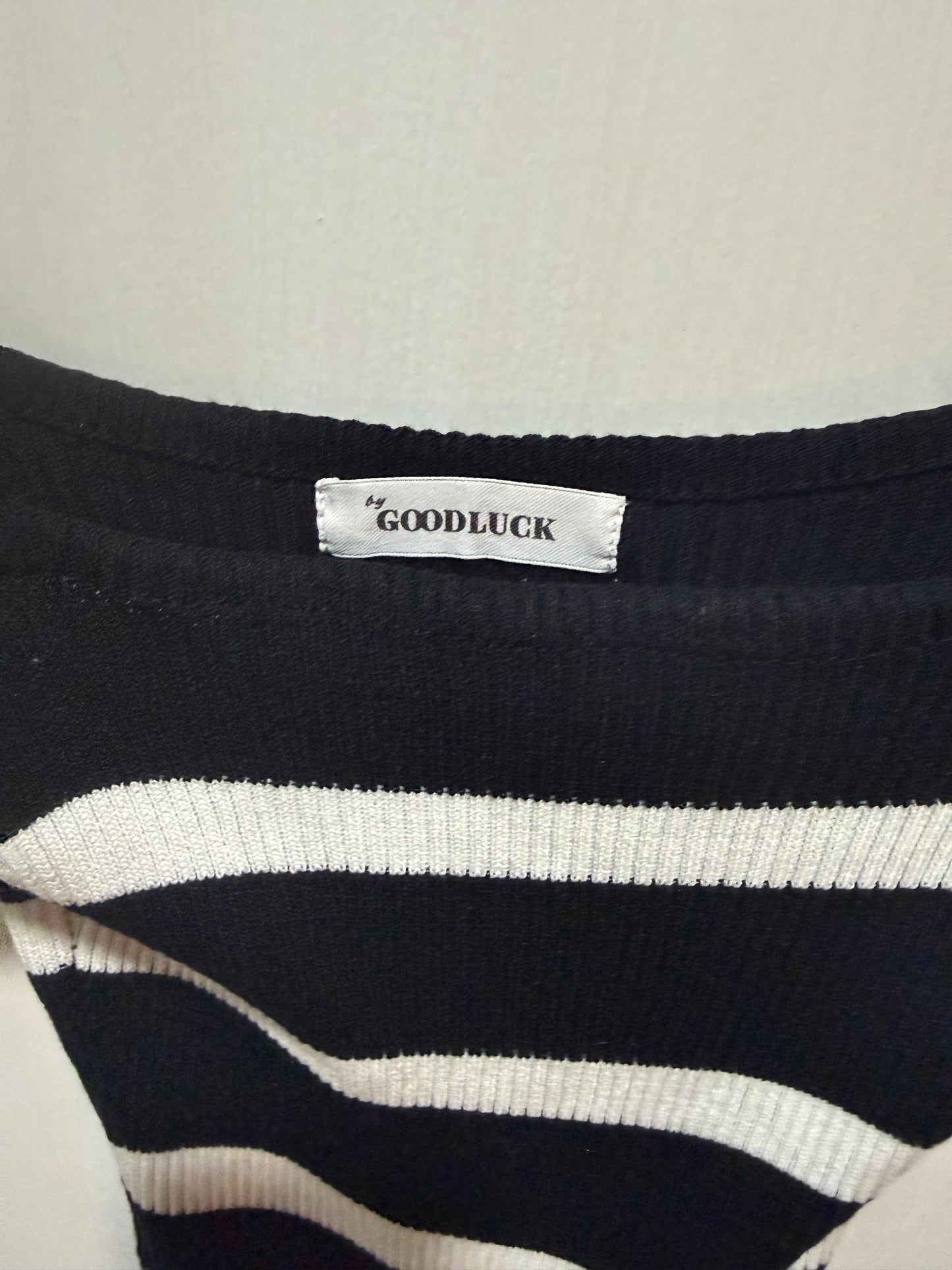 Goodluck Black & White Striped Knit Bodycon Dress S/M