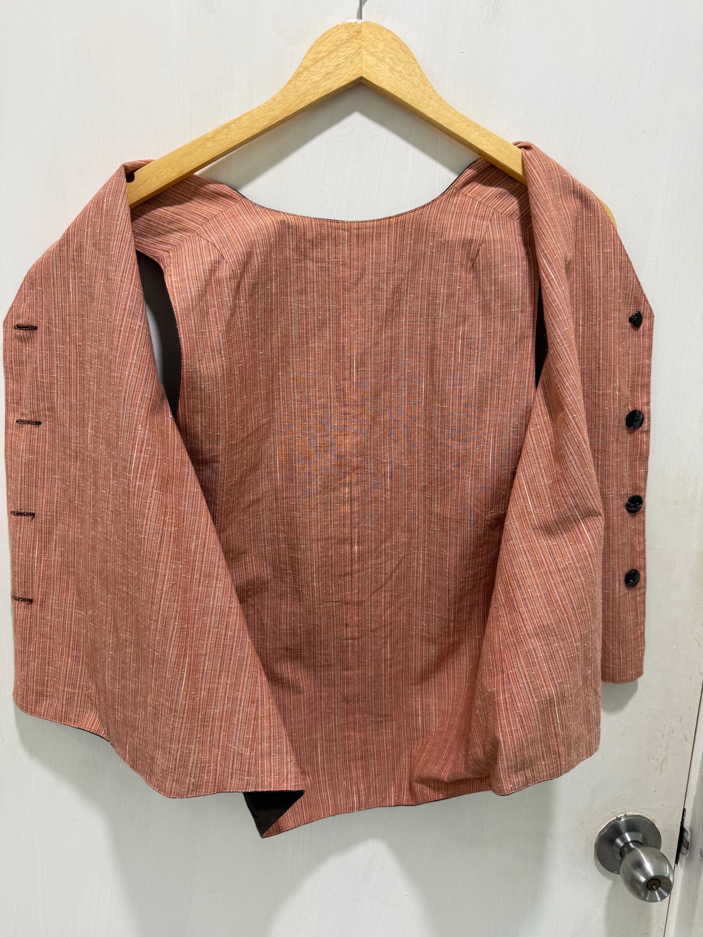 No Brand Brown Premium Linen V-Neck Vest M