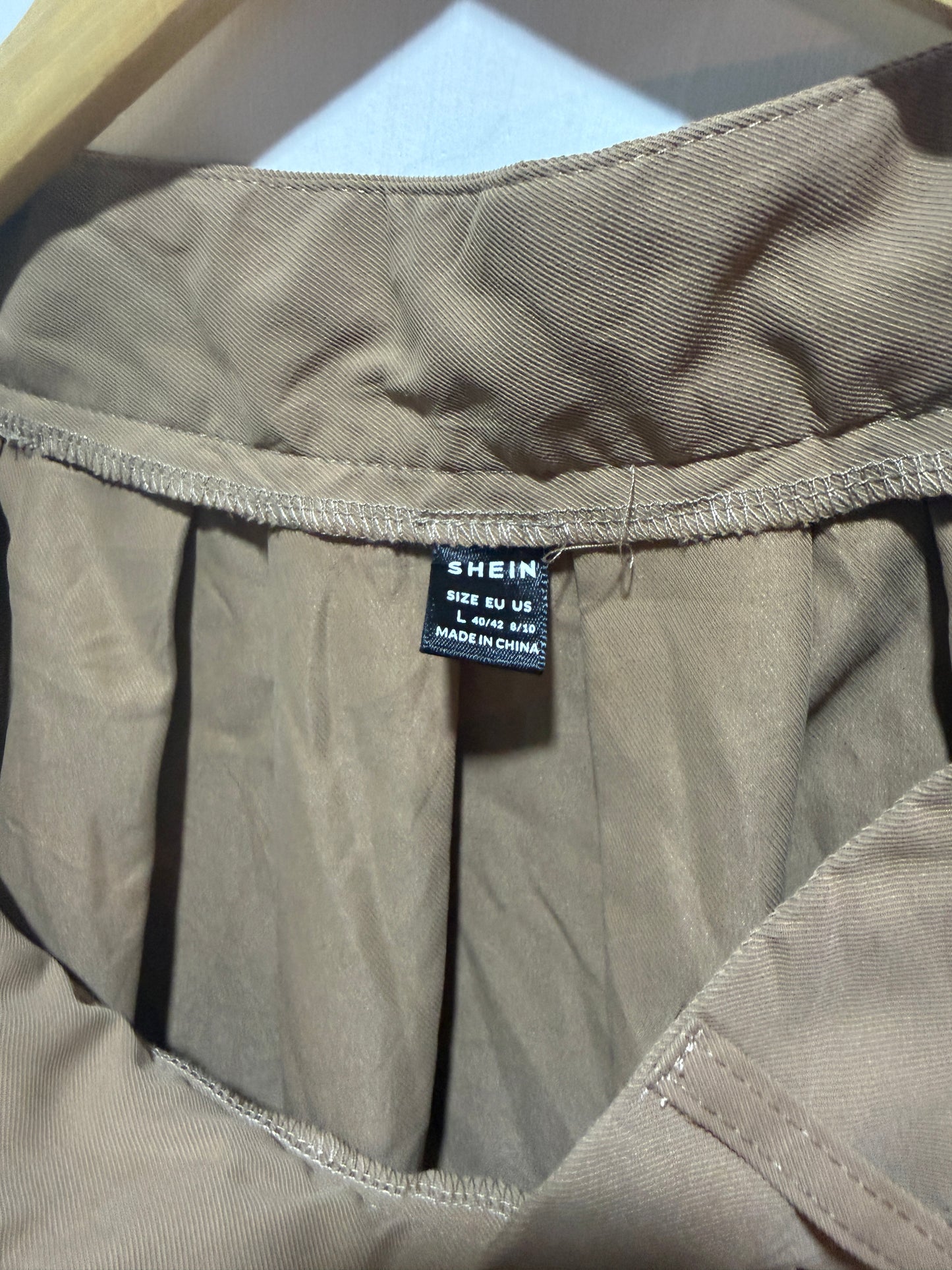 Shein Brown Pleated Mini Skirt L