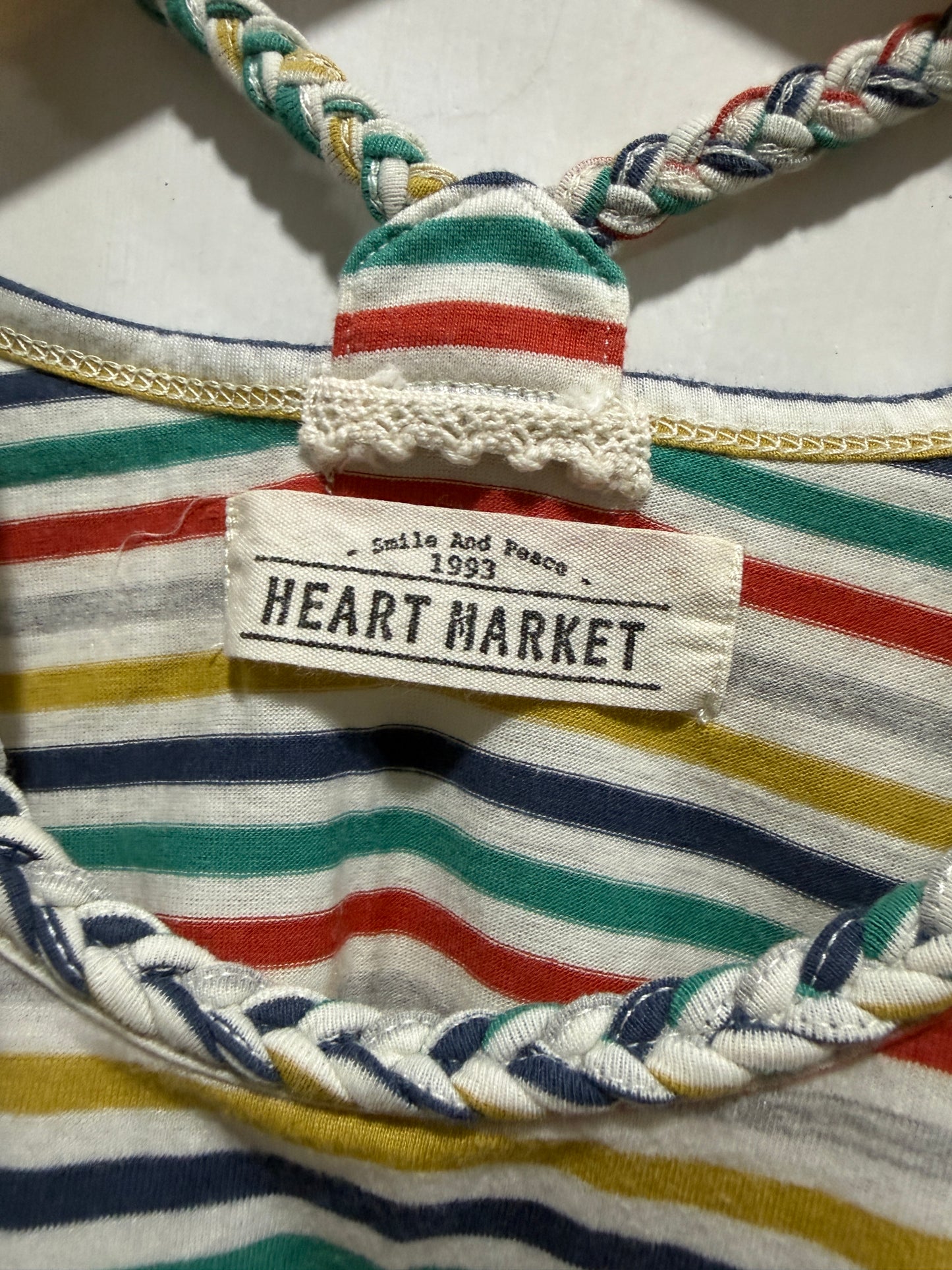 Heart Market Multicolor Striped Braided Neckline Tank Top F