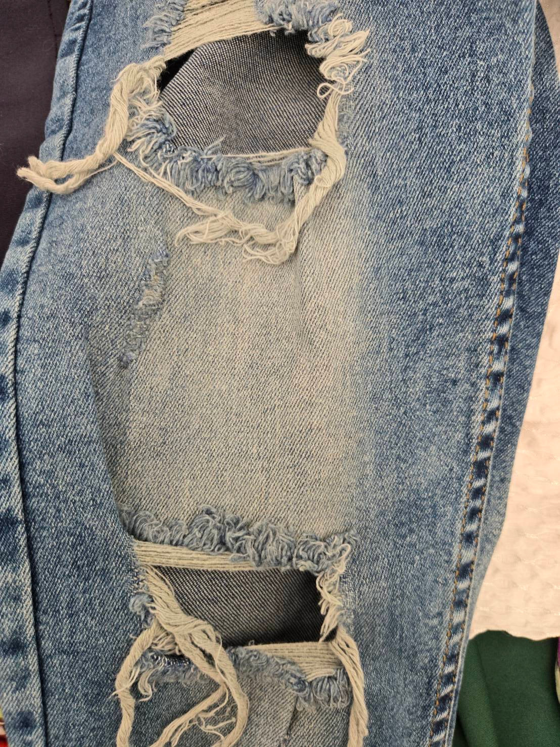 No Brand Medium Blue High-Waist Distressed Skinny Jeans Size S