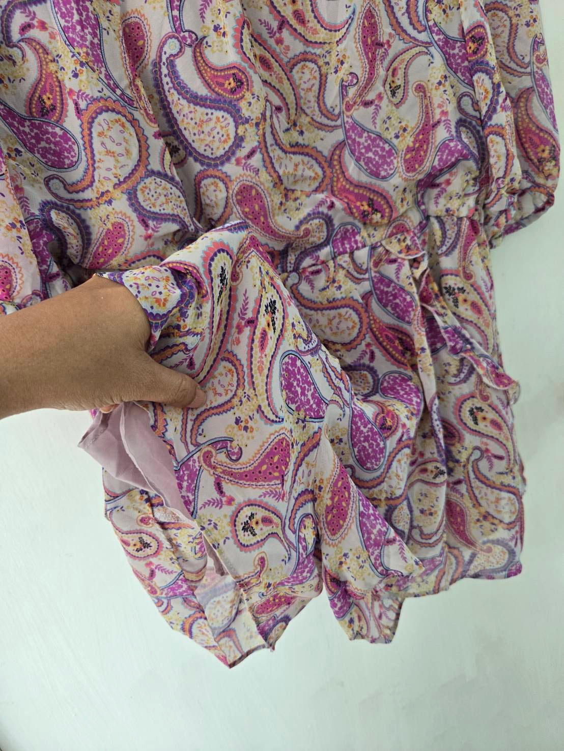 Pink & Purple Paisley Playsuit — Shirred Waist — Next