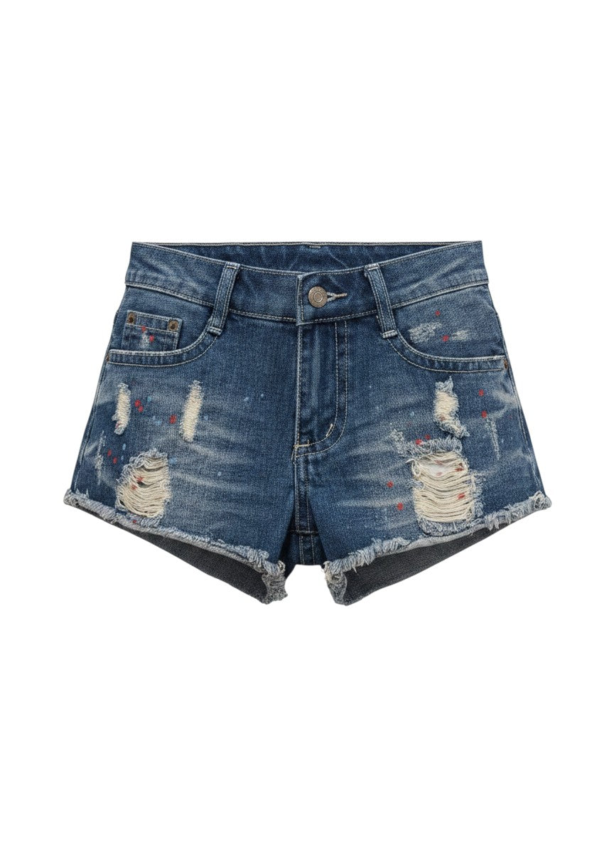 M+L Denim Distressed Paint Splatter Denim Shorts Size 5