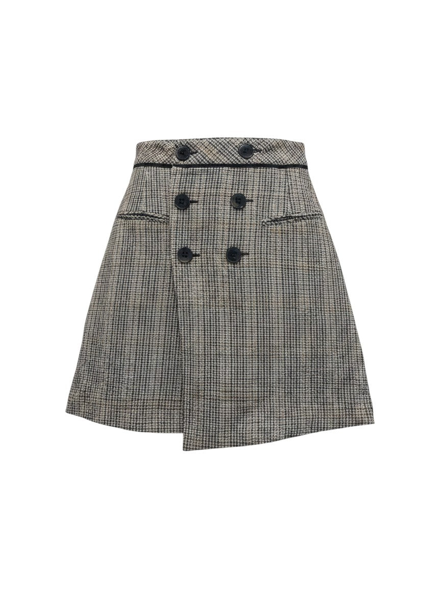 Zara Basic Brown Plaid Mini Skirt Asymmetrical EUR S