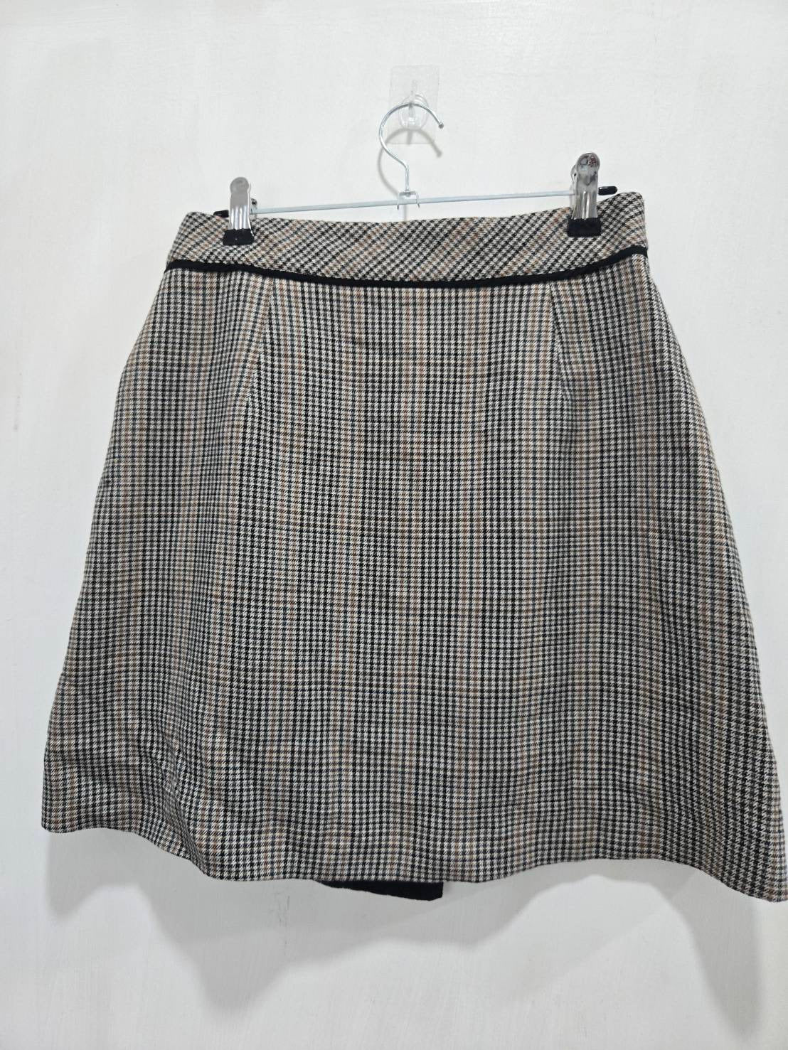 Zara Basic Brown Plaid Mini Skirt Asymmetrical EUR S