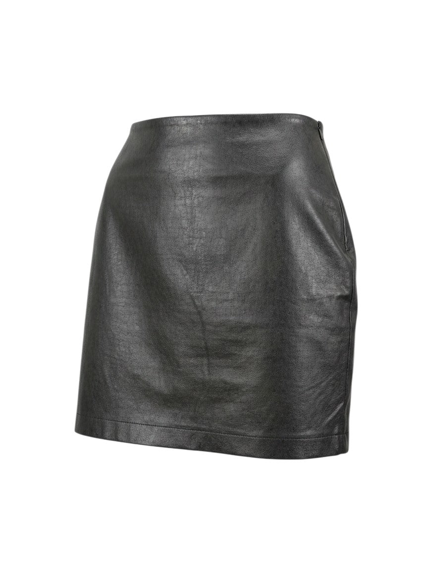 Assunta Dark Green Faux Leather Mini Skirt Size S