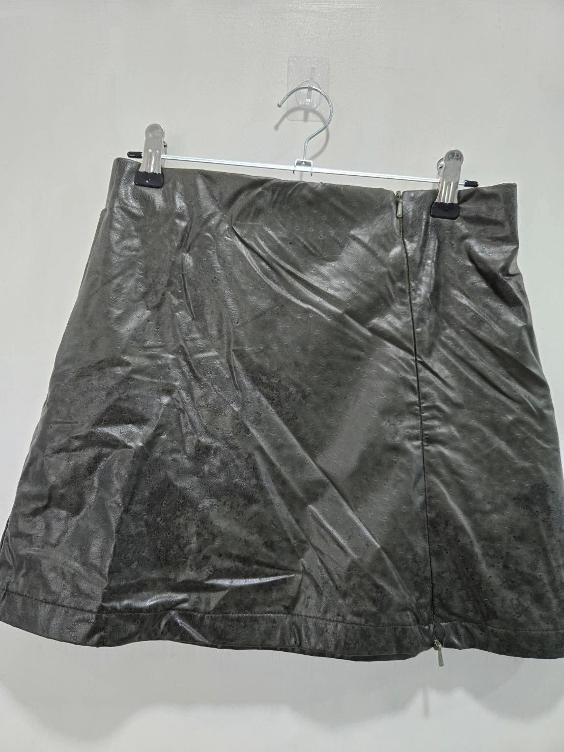 Assunta Dark Green Faux Leather Mini Skirt Size S
