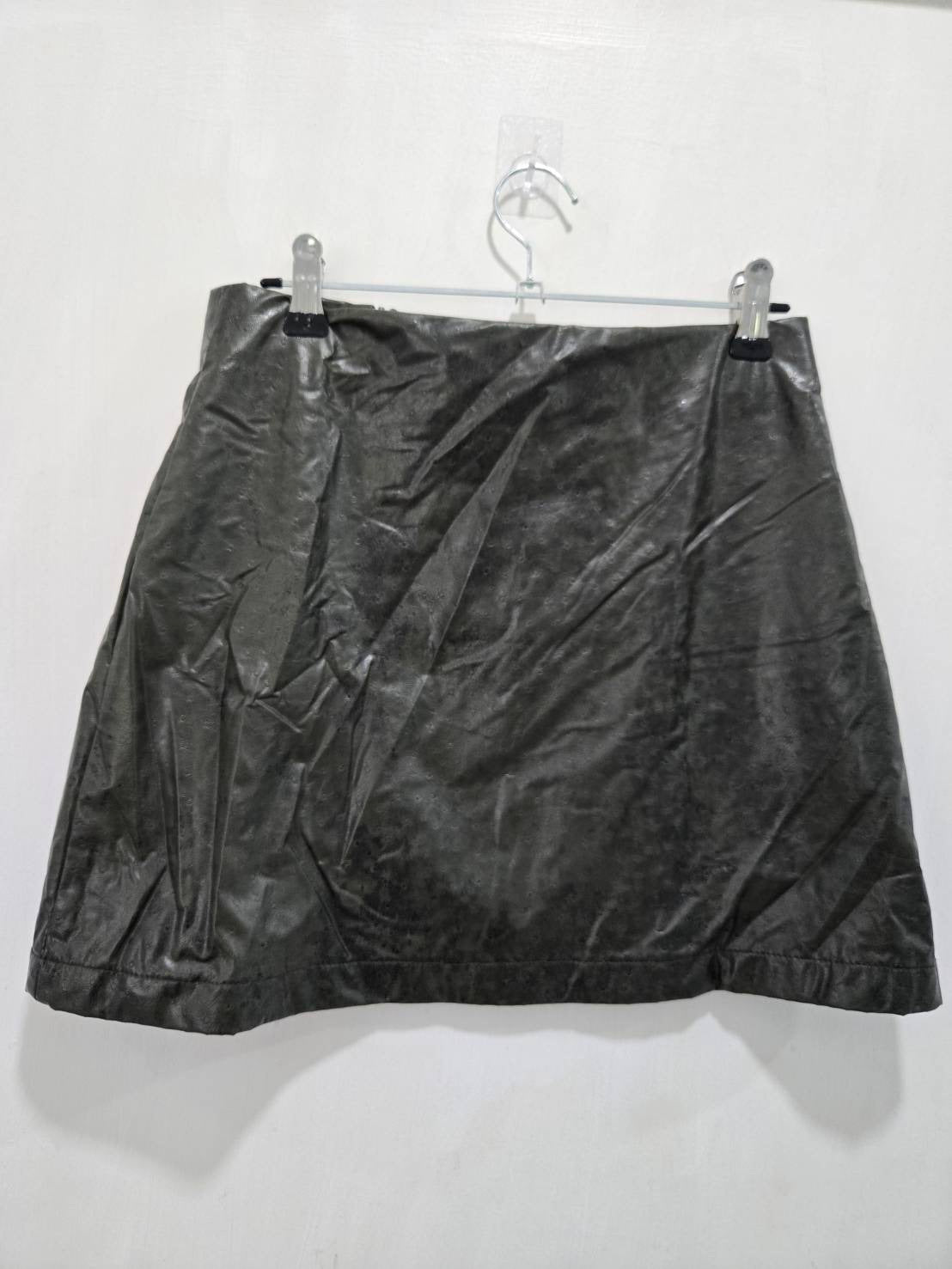 Assunta Dark Green Faux Leather Mini Skirt Size S