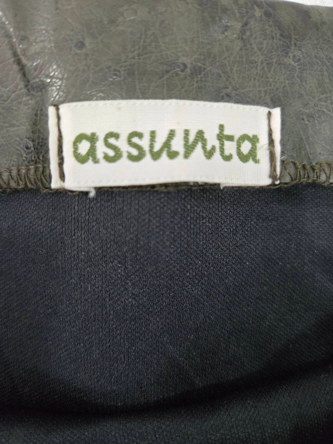 Assunta Dark Green Faux Leather Mini Skirt Size S