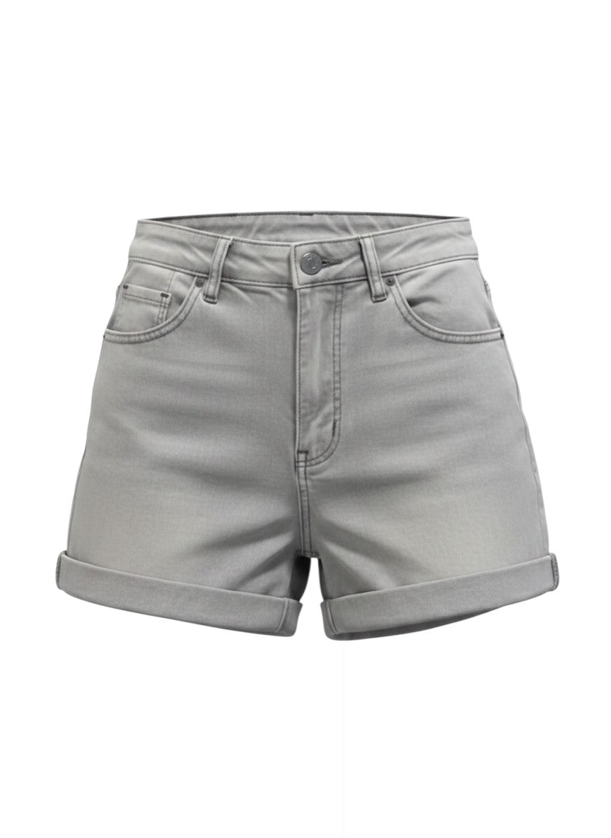 Vivid Grey Rolled-Cuff Denim Shorts Size 36