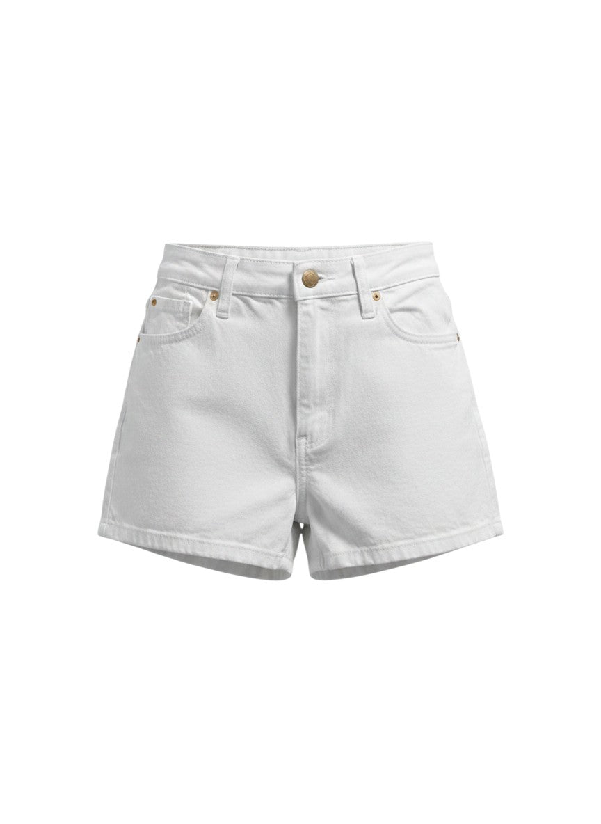 Dada White High-Waist Denim Shorts Size M