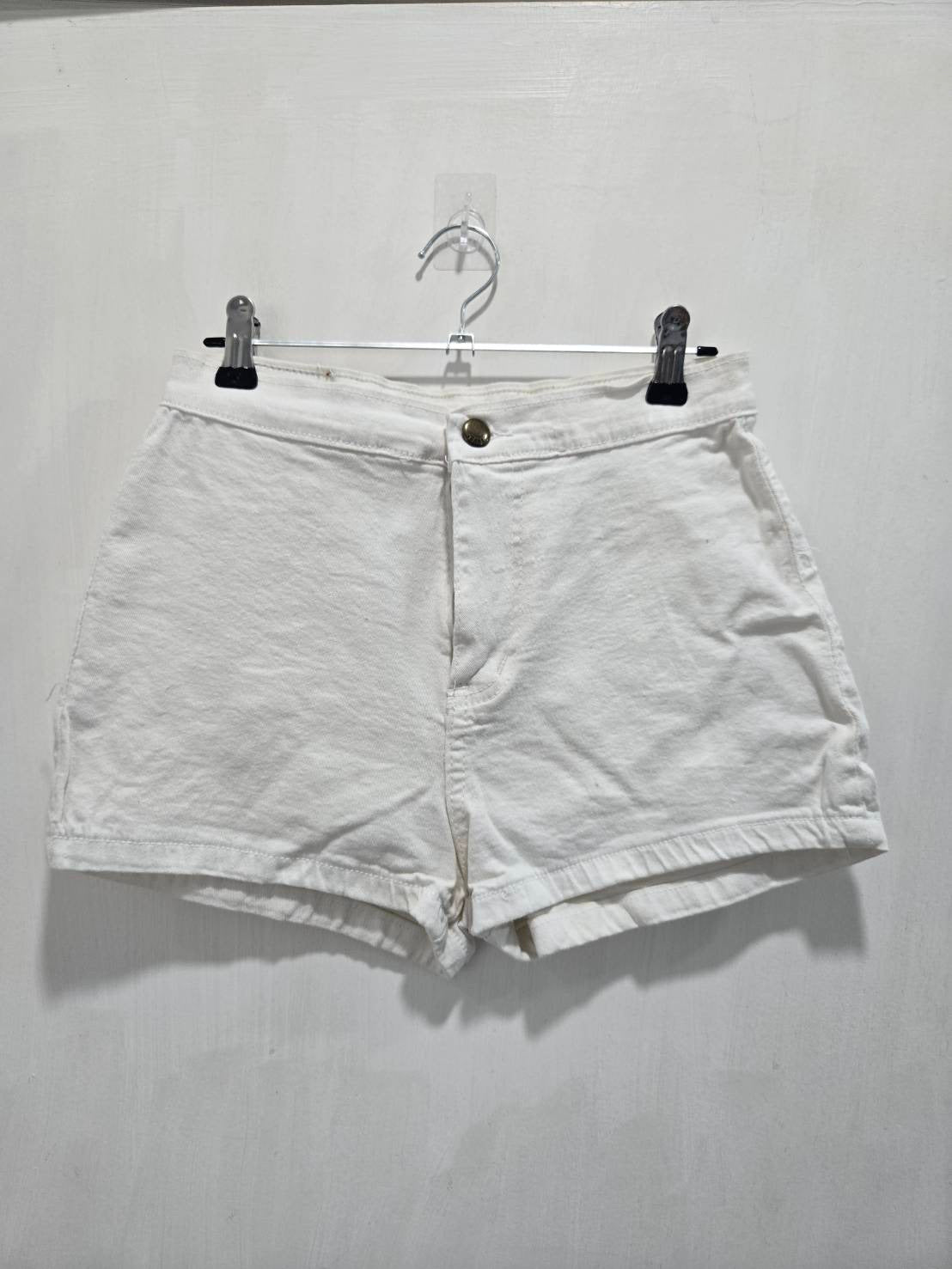 Dada White High-Waist Denim Shorts Size M