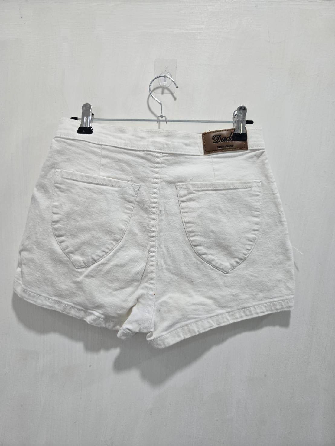 Dada White High-Waist Denim Shorts Size M