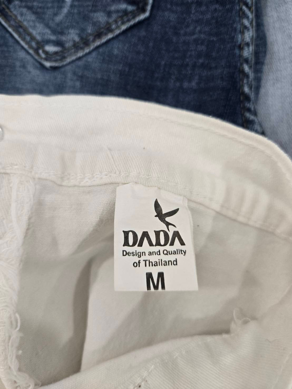 Dada White High-Waist Denim Shorts Size M