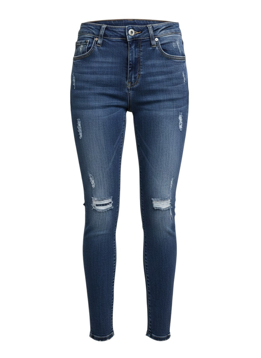 Jean's Dark Blue Distressed Skinny Jeans Size 31