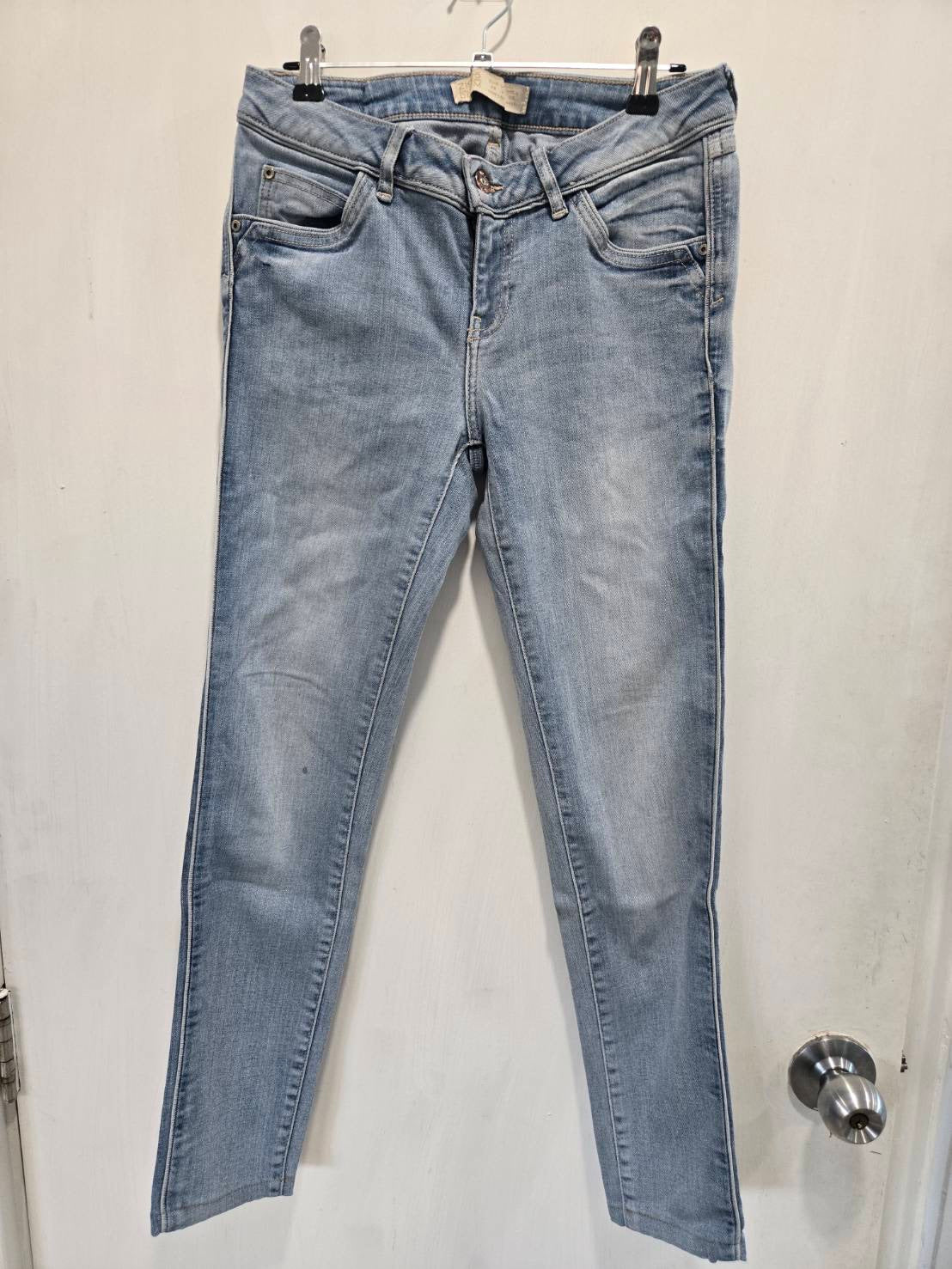 Zara 1975 Blue Faded-Wash Skinny Low Jeans Size EUR 36