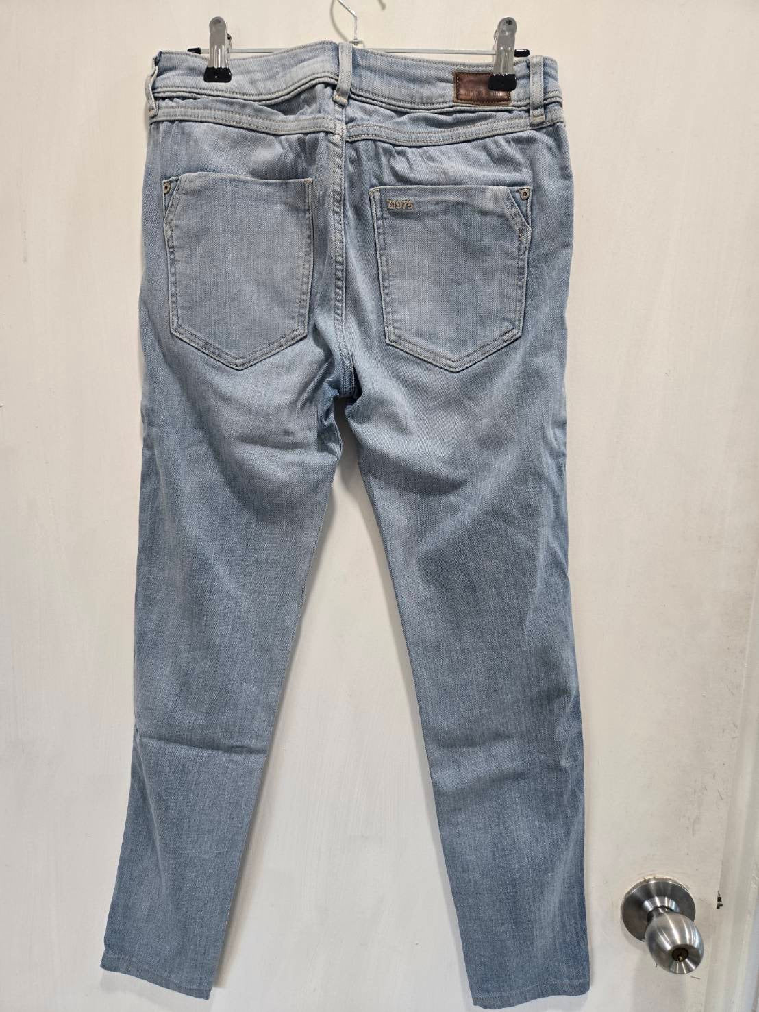 Zara 1975 Blue Faded-Wash Skinny Low Jeans Size EUR 36