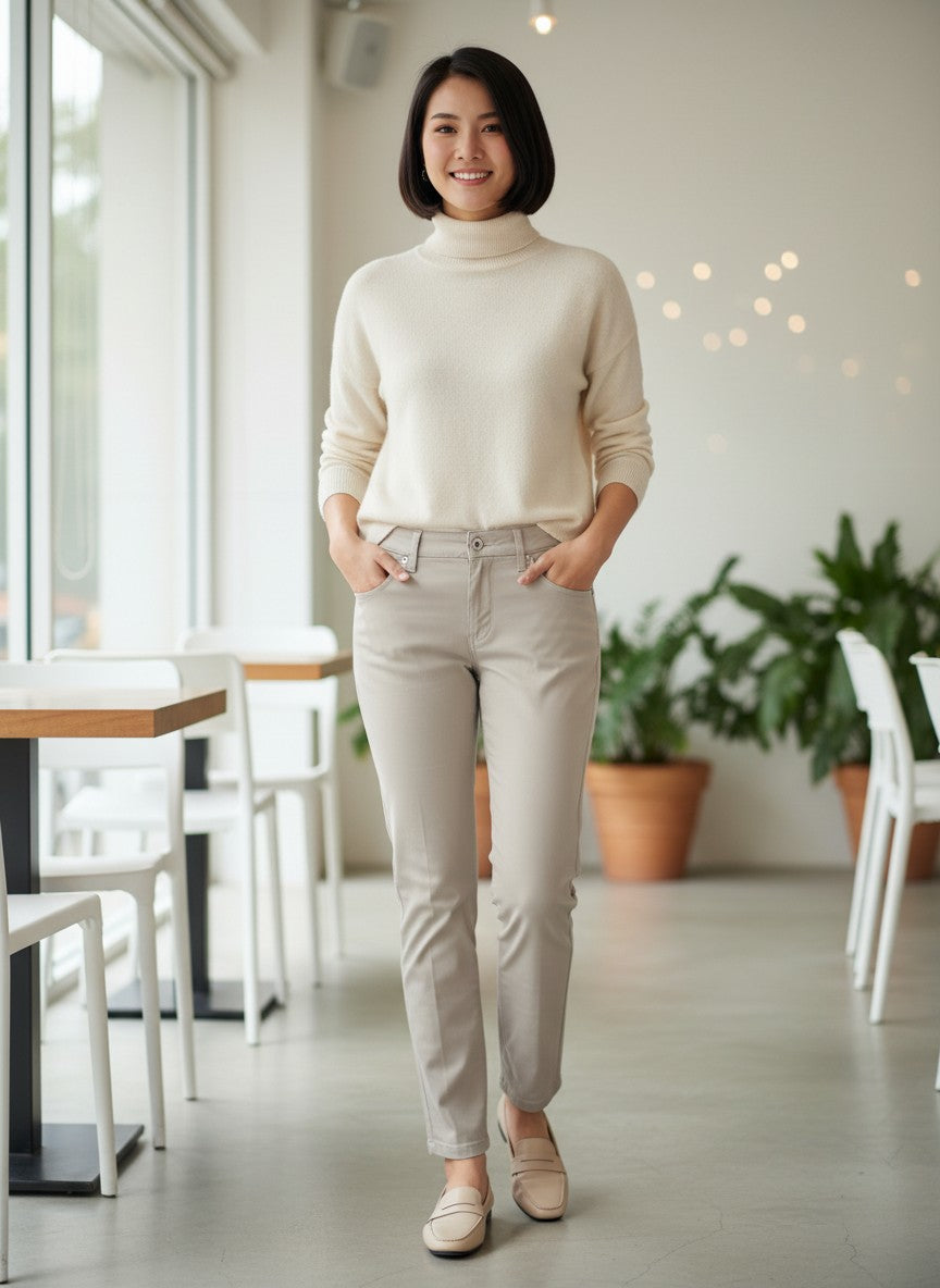 Kumikyoku Beige Straight-Leg Trousers Size S1
