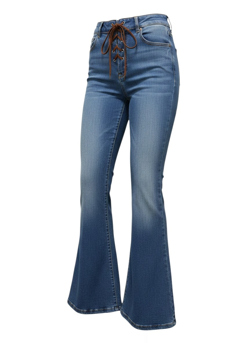 Forever 21 High-Waist Lace-Up Denim Jeans