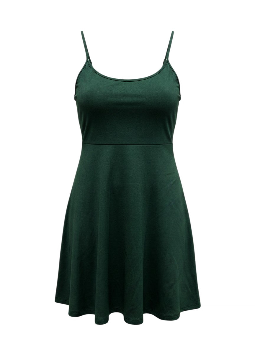 Shein Dark Green Fit-and-Flare Mini Dress M
