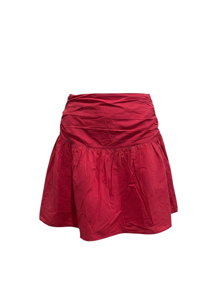 Pomelo Red Dropped-Waist Bubble-Hem Mini Skirt M