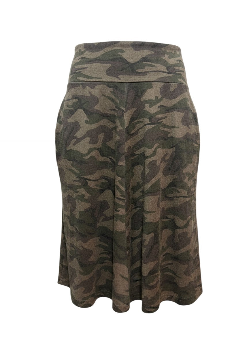 Lazy Camouflage Midi Flare Skirt L