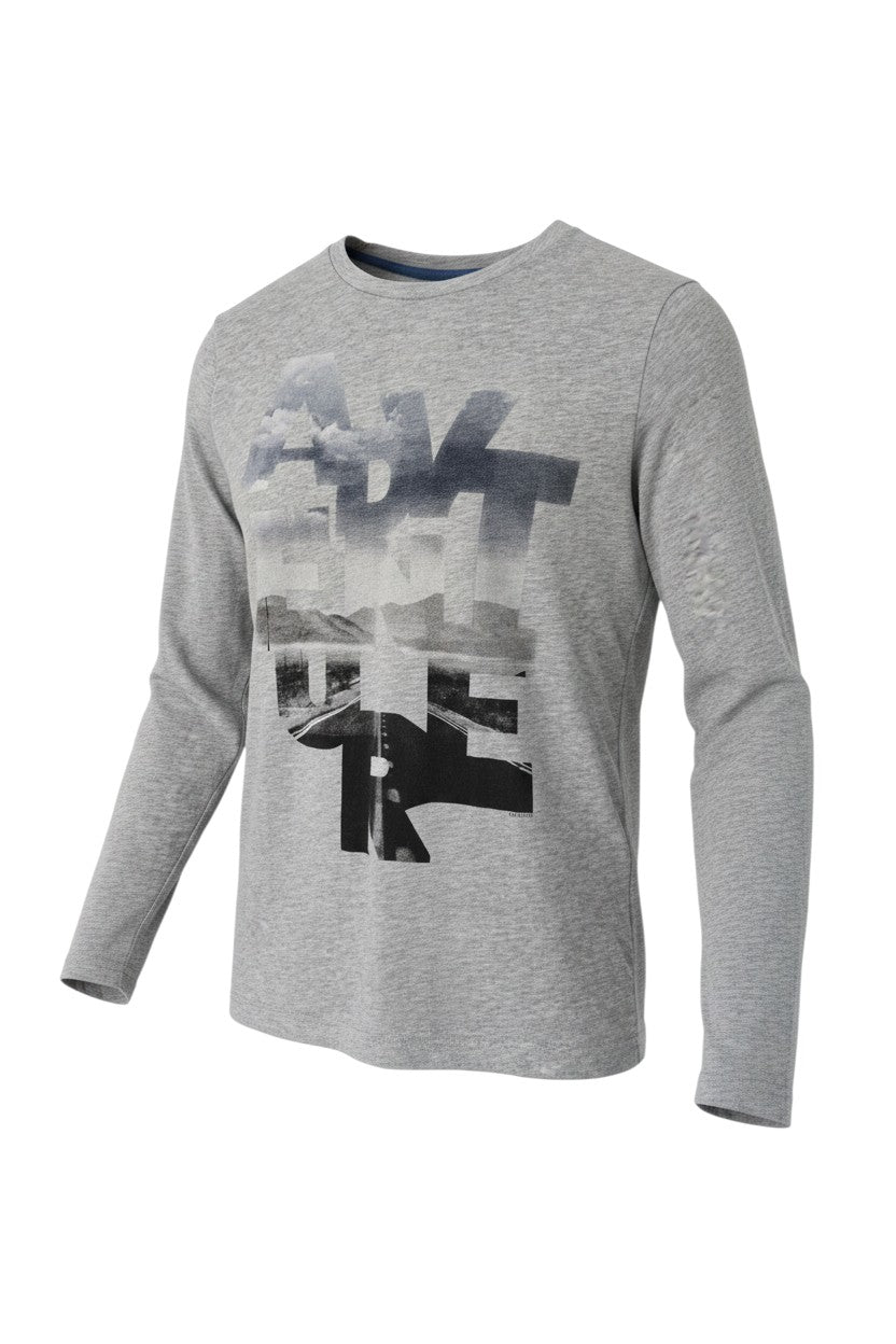 Grey Long-Sleeve Graphic Top — Scenic Print — Esprit Concord