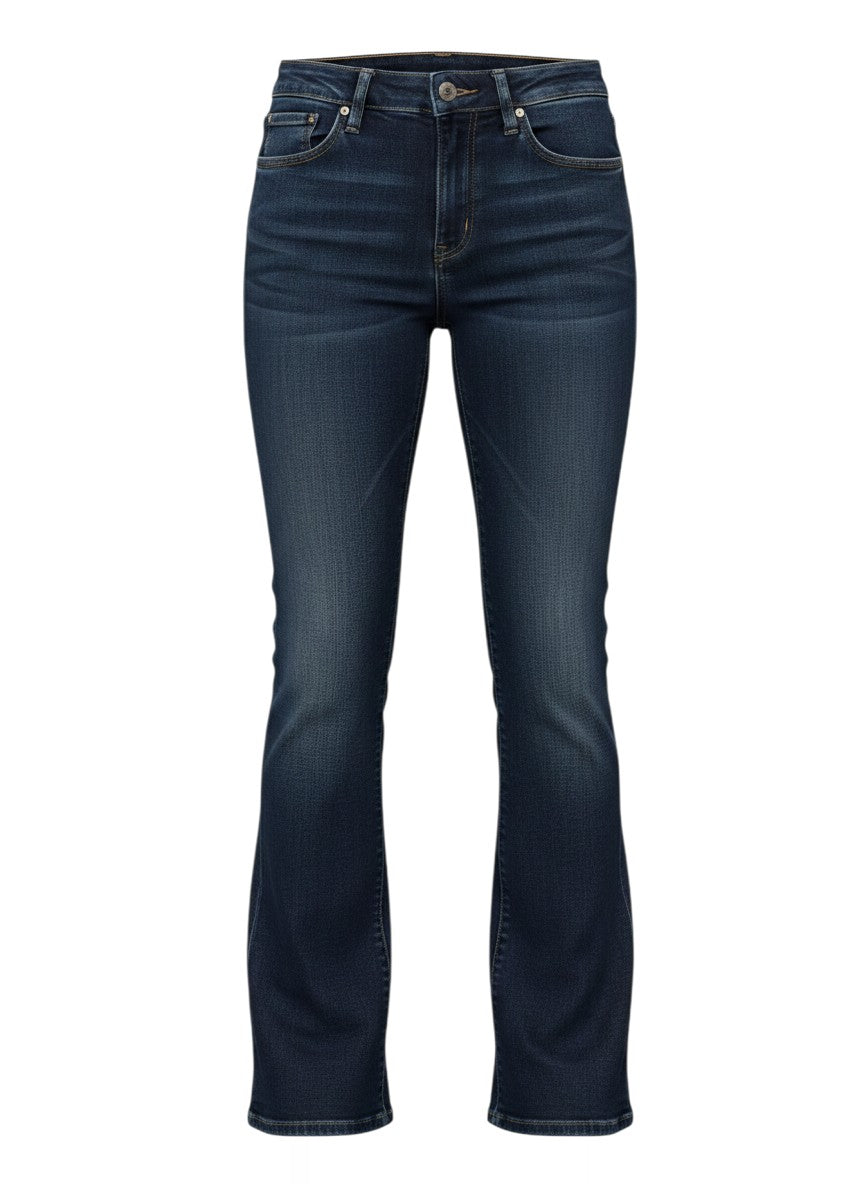 Dark Wash Boot Cut Jeans — Whiskered Thigh Fade — Levi's
