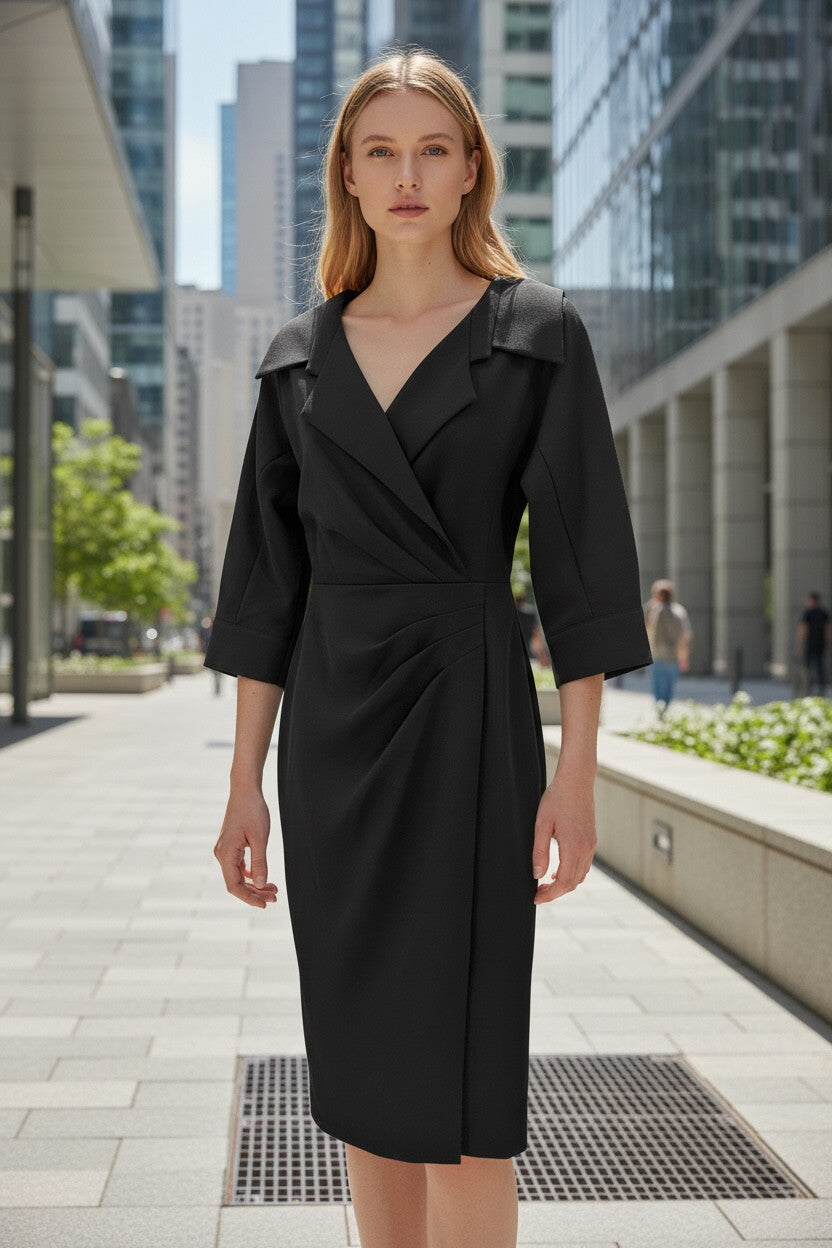 Women's Black Wrap Midi Dress — Isabel Marant