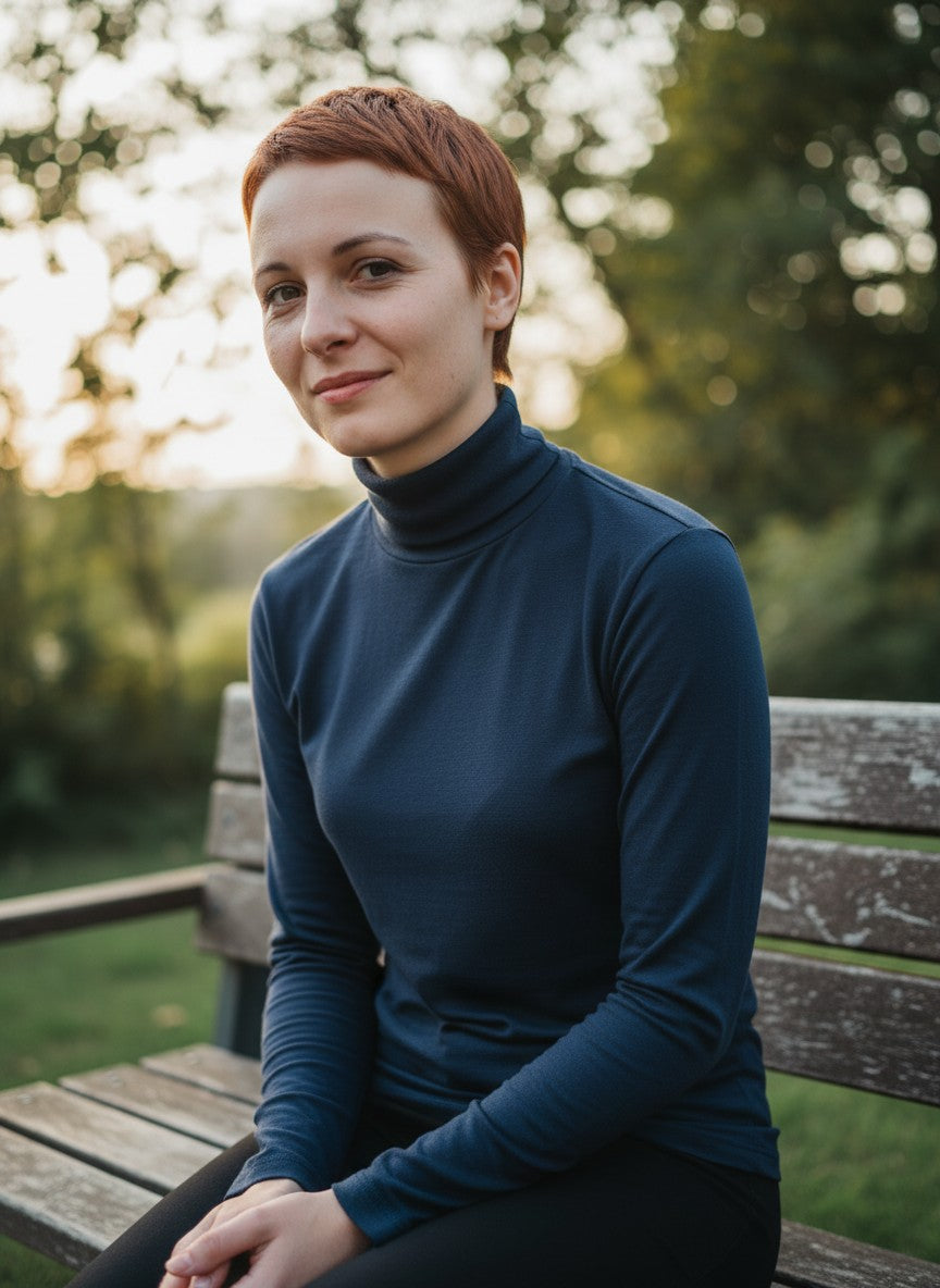 UNIQLO Navy Blue Merino Wool Turtleneck Tee