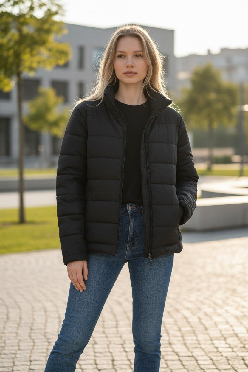 Black Quilted Puffer Jacket — Jianbi